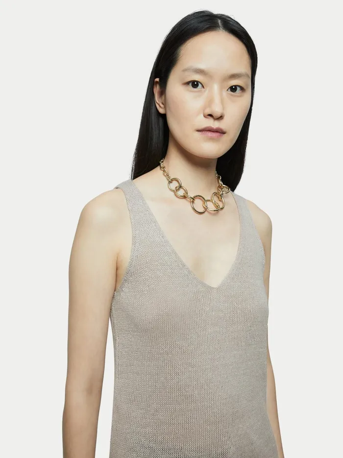 Jigsaw Tops Women Pure Linen Slouchy V Neck Vest Cream