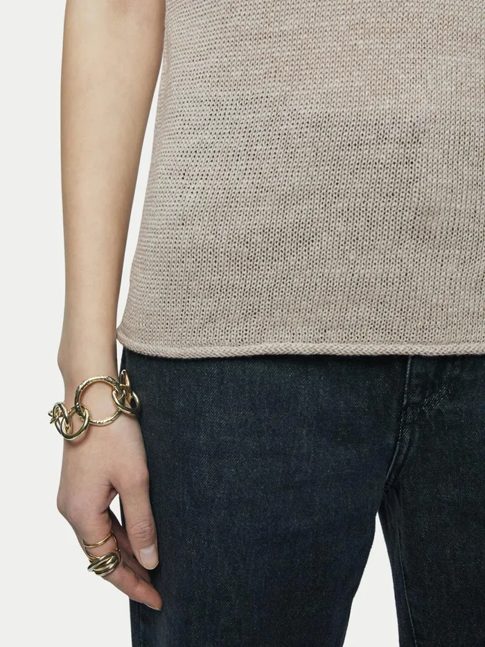 Jigsaw Tops Women Pure Linen Slouchy V Neck Vest Cream