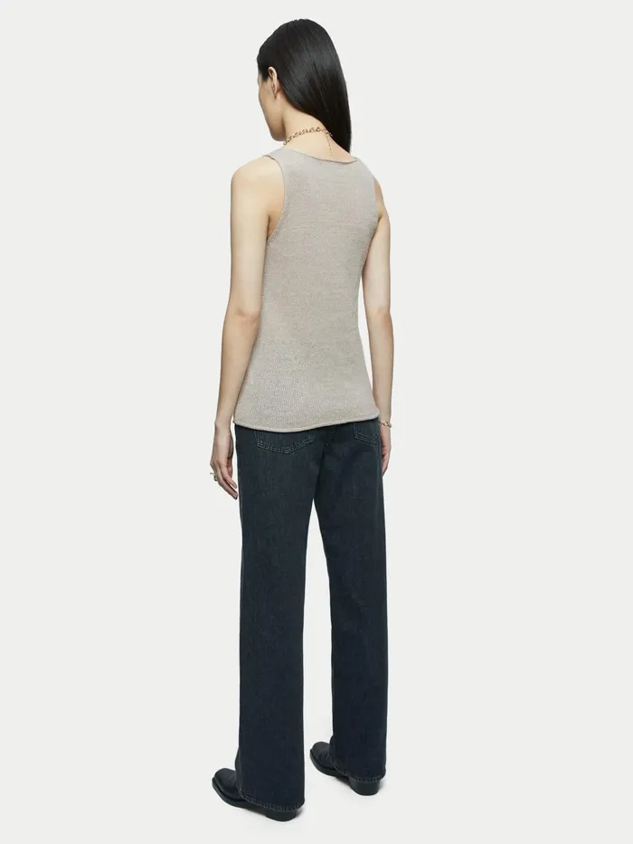 Jigsaw Tops Women Pure Linen Slouchy V Neck Vest Cream