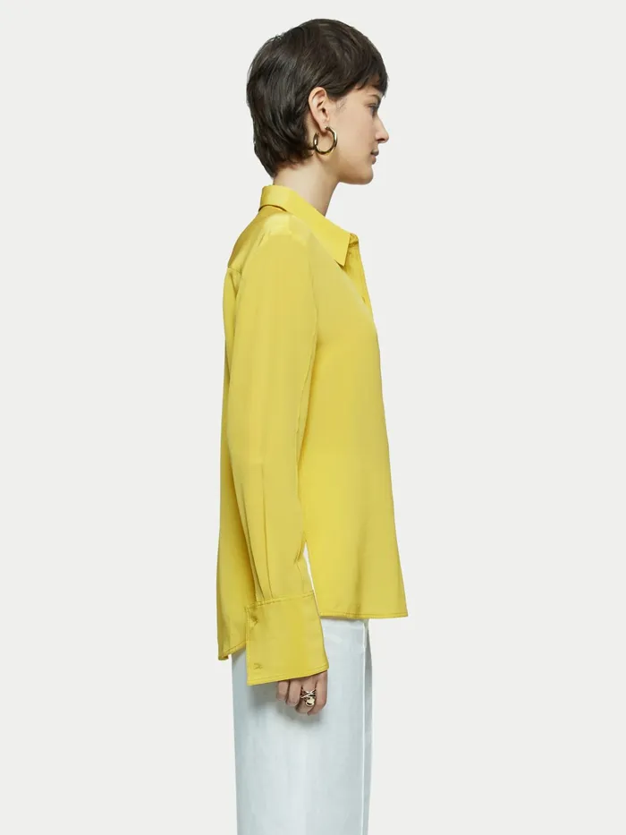 Jigsaw Tops Women Silk Stitched Shirt Yellow
