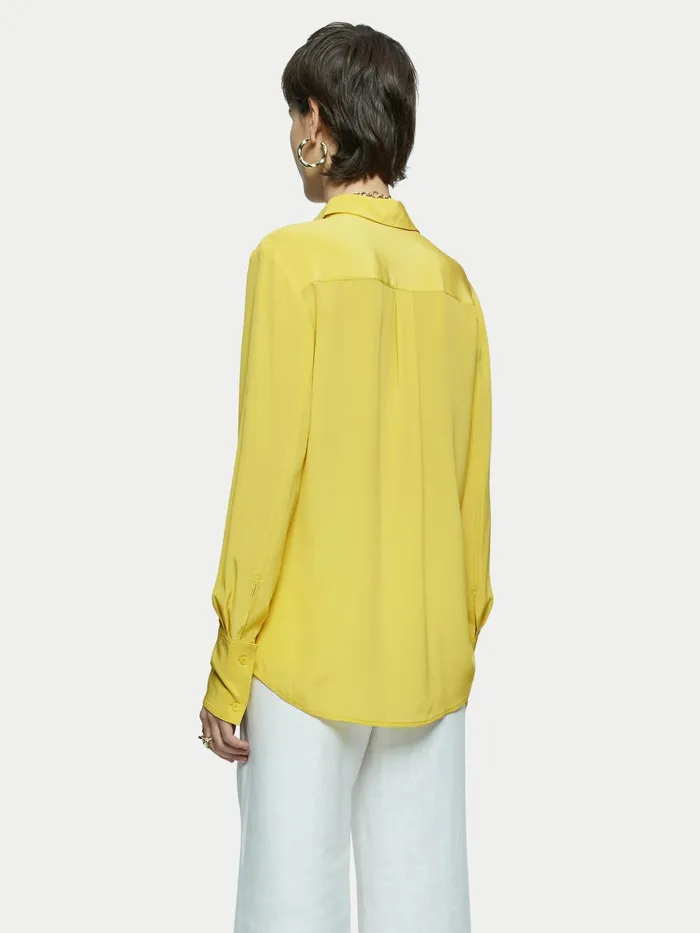 Jigsaw Tops Women Silk Stitched Shirt Yellow