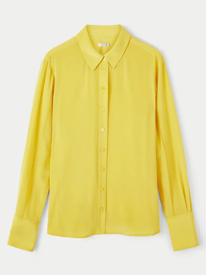 Jigsaw Tops Women Silk Stitched Shirt Yellow