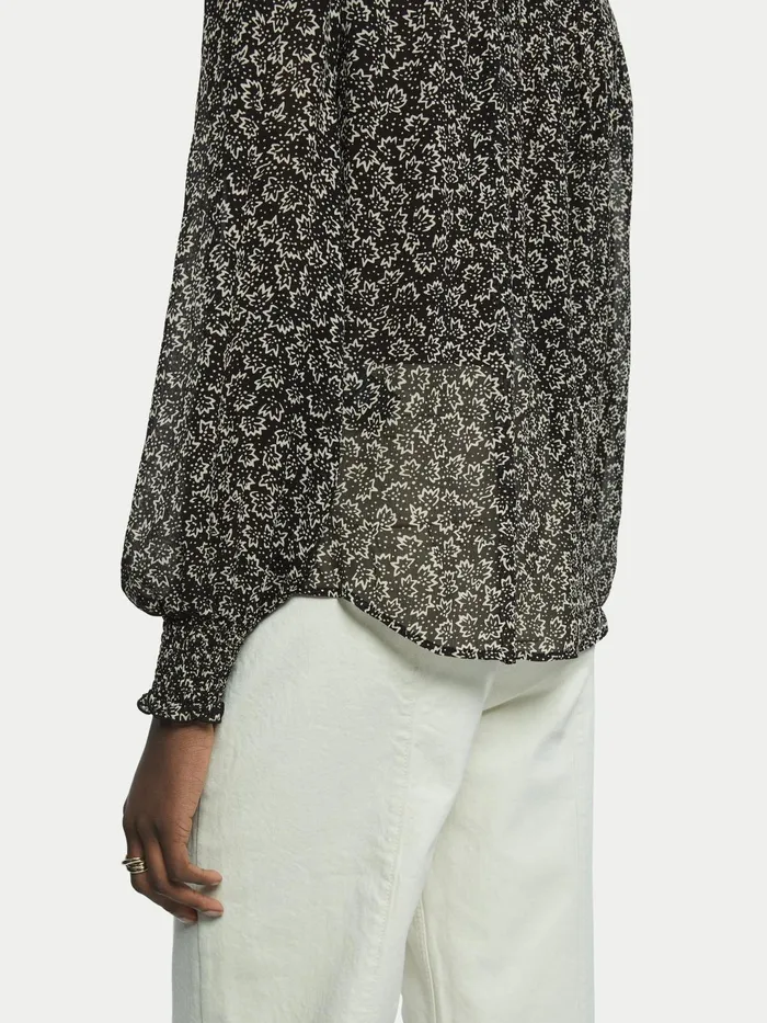 Jigsaw Tops Women Star Leaf Crinkle Blouse Black