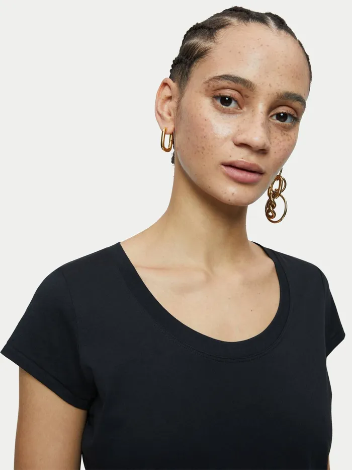 Jigsaw Tops Women Supima Short Sleeve TShirt Black