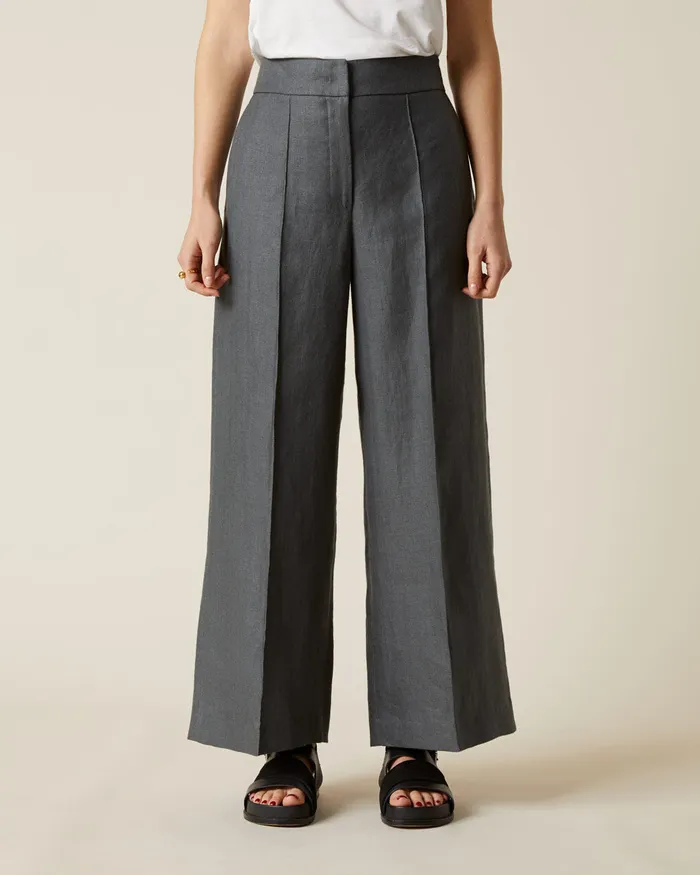 Jigsaw Trousers Women Heavy Linen Crop Trousers Green