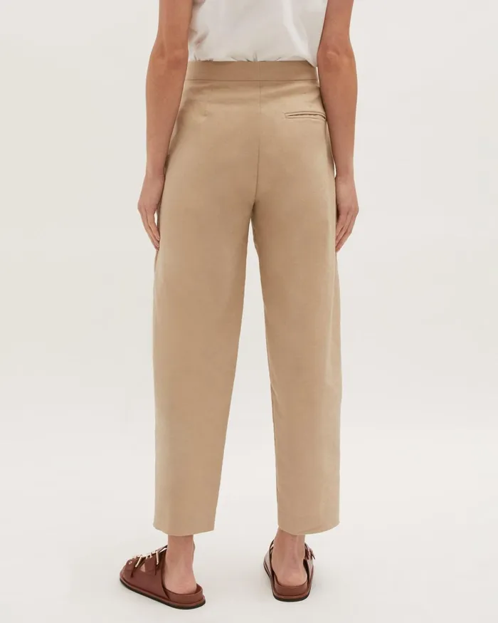 Jigsaw Trousers Women Linen Barrel Leg Trouser Cream