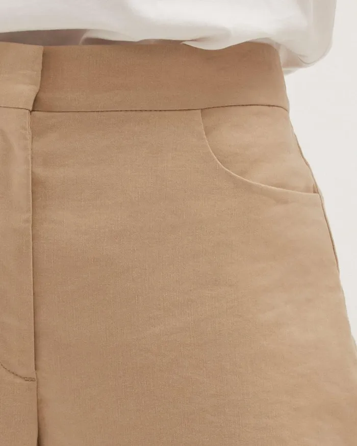 Jigsaw Trousers Women Linen Barrel Leg Trouser Cream