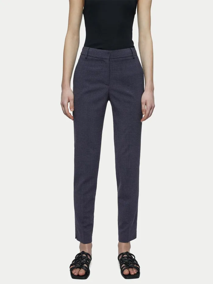 Jigsaw Trousers Women Palmer Gingham Stretch Trouser Blue