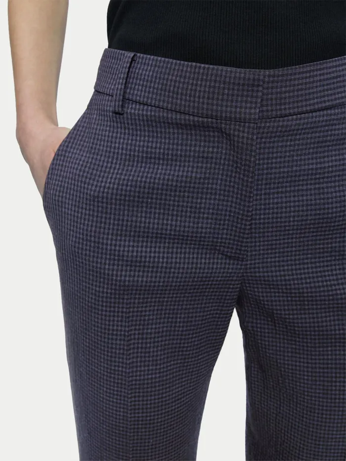 Jigsaw Trousers Women Palmer Gingham Stretch Trouser Blue