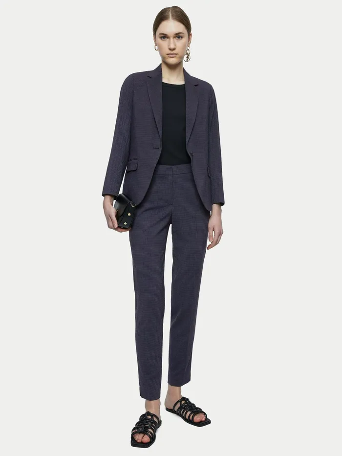 Jigsaw Trousers Women Palmer Gingham Stretch Trouser Blue