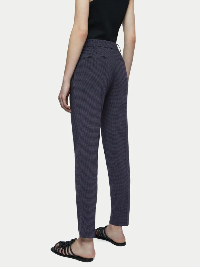 Jigsaw Trousers Women Palmer Gingham Stretch Trouser Blue