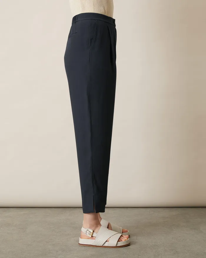 Jigsaw Trousers Women Satin Back Crepe Carrot Trousers Grey