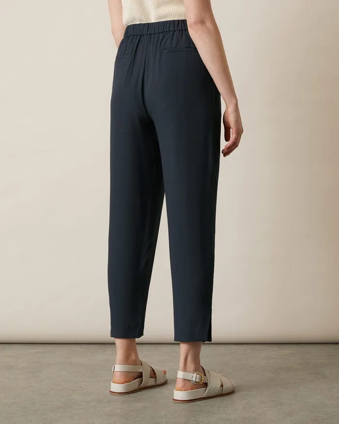 Jigsaw Trousers Women Satin Back Crepe Carrot Trousers Grey