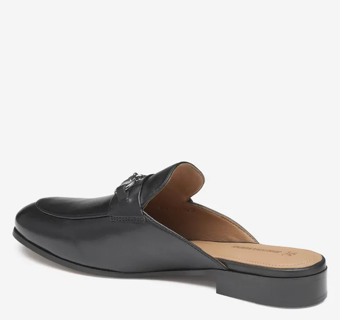 Johnston and Murphy Ali Bit Mule Black Glove Leather Women Mules and Loafers