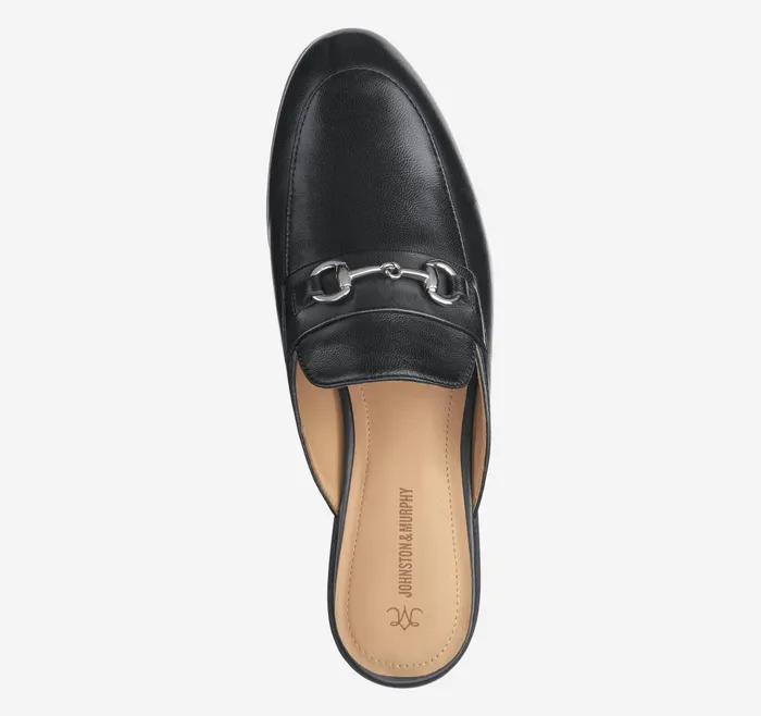 Johnston and Murphy Ali Bit Mule Black Glove Leather Women Mules and Loafers