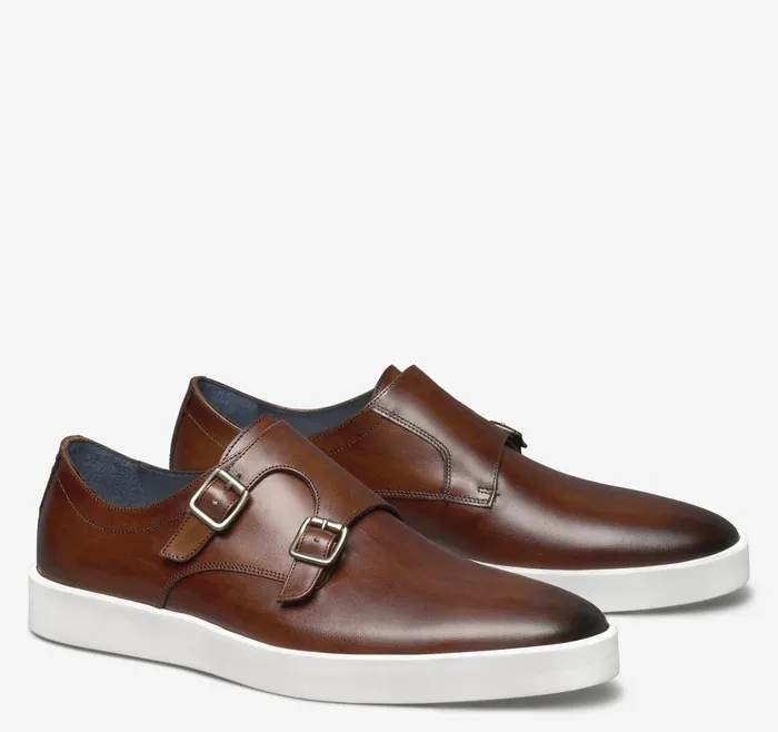 Johnston and Murphy Bolivar Monk Strap Brown Italian Calfskin Men SlipOns