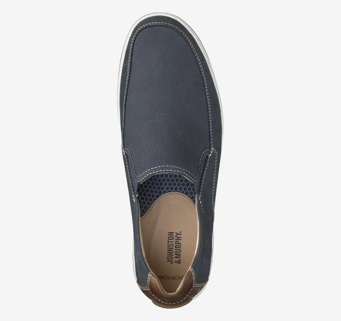 Johnston and Murphy Bowling Moc Venetian Navy Embossed Tumbled Nubuck Men SlipOns Johnston and Murphy Bowling Moc Venetian Navy Embossed Tumbled Nubuck Men SlipOns