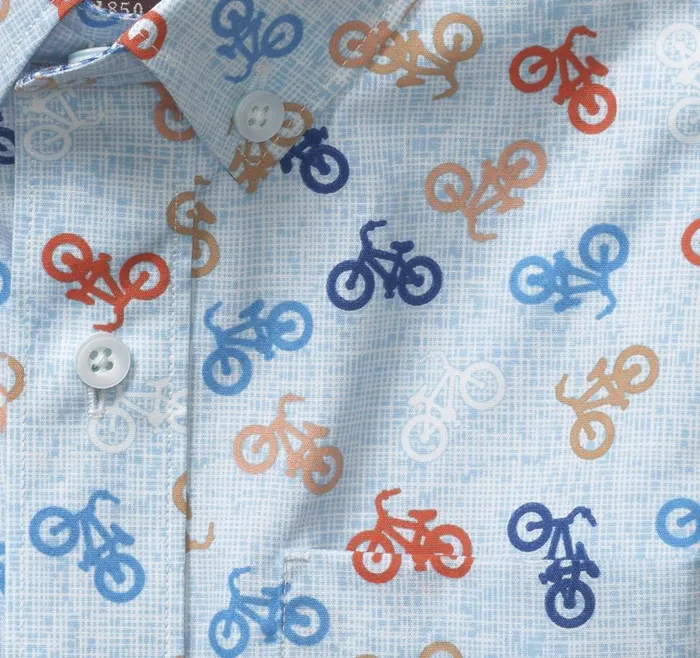 Johnston and Murphy Boys ShortSleeve Printed Shirt Blue Bicycle Boys Shirts Johnston and Murphy Boys ShortSleeve Printed Shirt Blue Bicycle Boys Shirts