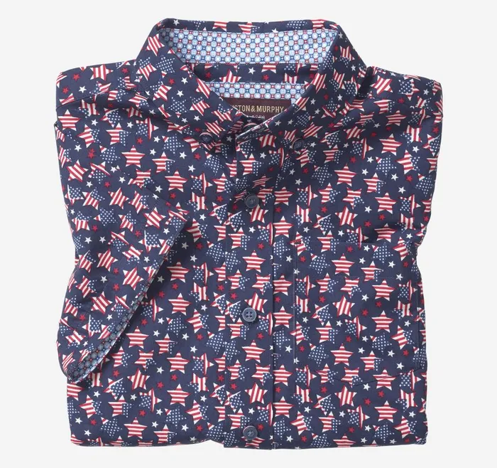 Johnston and Murphy Boys ShortSleeve Printed Shirt Navy Patriotic Boys Shirts Johnston and Murphy Boys ShortSleeve Printed Shirt Navy Patriotic Boys Shirts