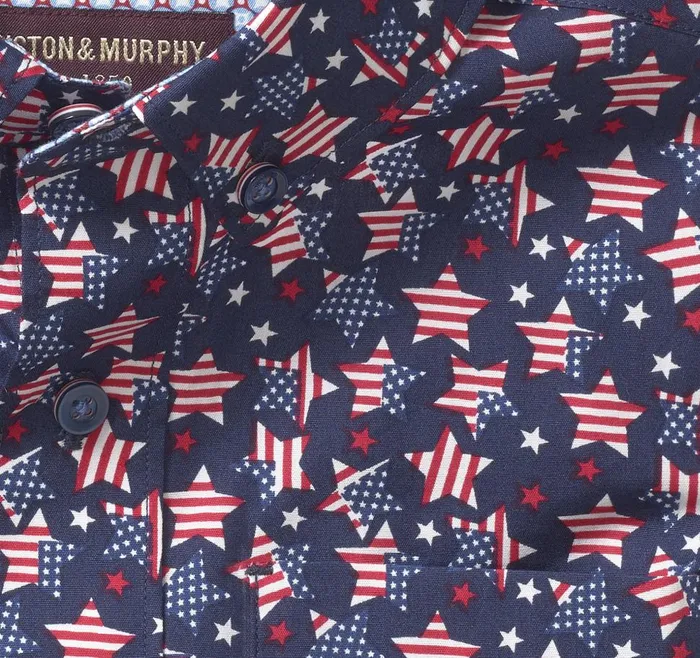 Johnston and Murphy Boys ShortSleeve Printed Shirt Navy Patriotic Boys Shirts Johnston and Murphy Boys ShortSleeve Printed Shirt Navy Patriotic Boys Shirts