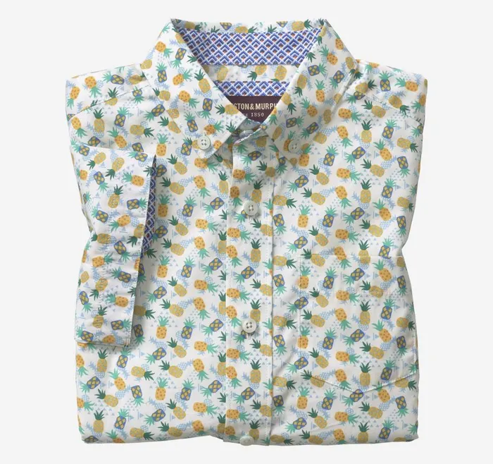 Johnston and Murphy Boys ShortSleeve Printed Shirt White Multi Pineapple Boys Shirts Johnston and Murphy Boys ShortSleeve Printed Shirt White Multi Pineapple Boys Shirts