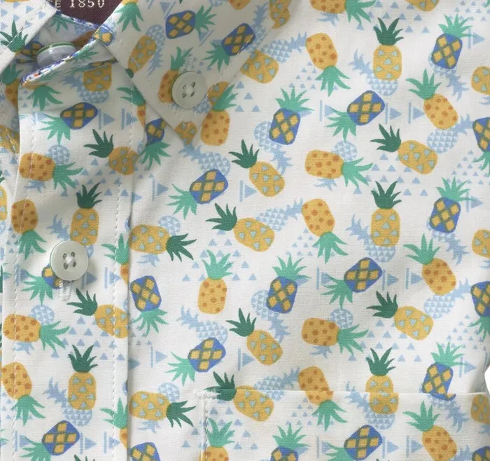 Johnston and Murphy Boys ShortSleeve Printed Shirt White Multi Pineapple Boys Shirts Johnston and Murphy Boys ShortSleeve Printed Shirt White Multi Pineapple Boys Shirts