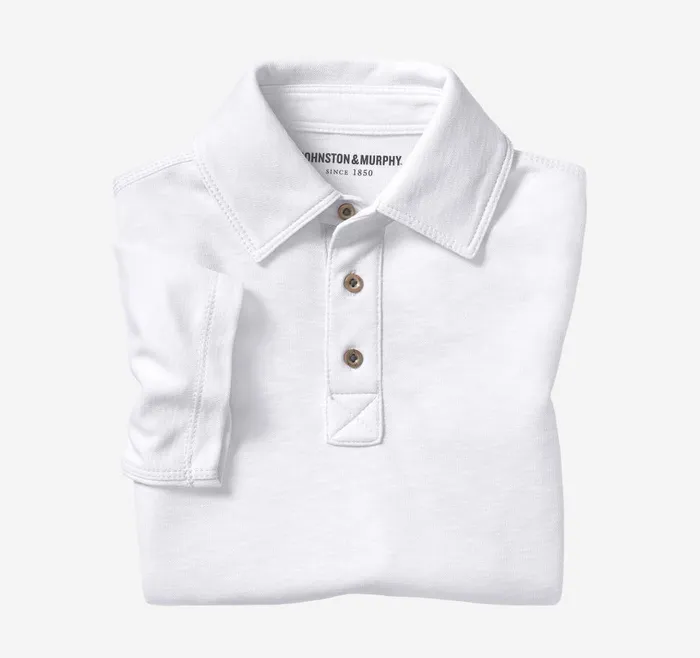Johnston and Murphy Boys Vintage Slub Polo White Boys Shirts