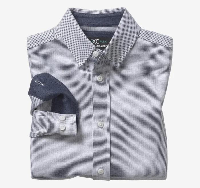 Johnston and Murphy Boys XC Flex Stretch LongSleeve Shirt Navy Micro Dot Boys Shirts