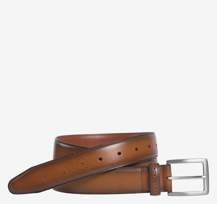 Johnston and Murphy Burnished Leather Belt Tan Men Belts
