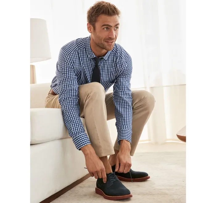 Johnston and Murphy ButtonCollar Premium Cotton Shirt Navyblue Gingham Men Shirts Johnston and Murphy ButtonCollar Premium Cotton Shirt Navyblue Gingham Men Shirts