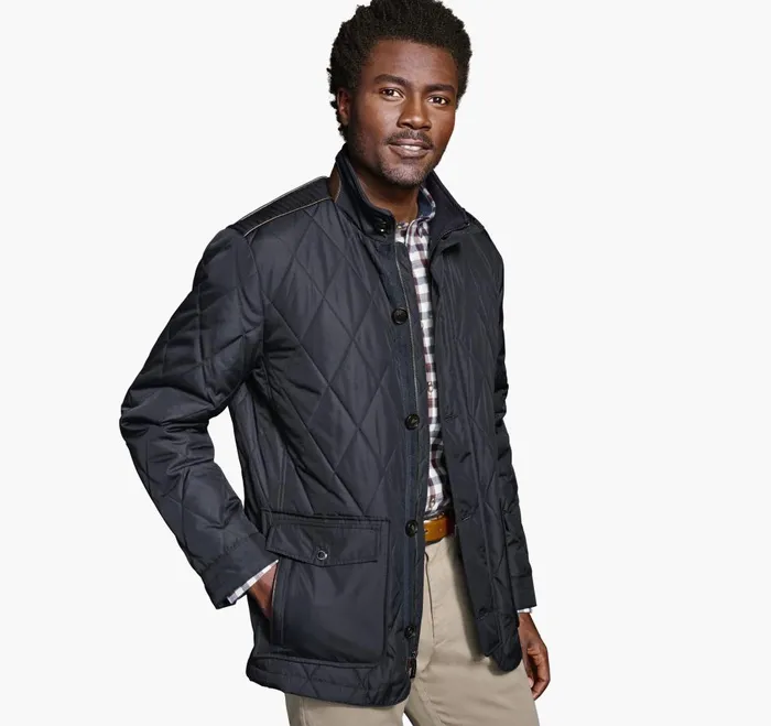 Johnston and Murphy Diamond Quilt Jacket Navy Men Coats Jackets and Vests