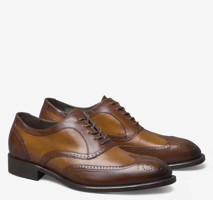 Johnston and Murphy Ellsworth Wingtip Tan Italian Calfskin Men Dress Classics Johnston and Murphy Ellsworth Wingtip Tan Italian Calfskin Men Dress Classics