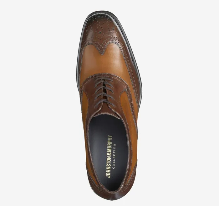 Johnston and Murphy Ellsworth Wingtip Tan Italian Calfskin Men Dress Classics Johnston and Murphy Ellsworth Wingtip Tan Italian Calfskin Men Dress Classics