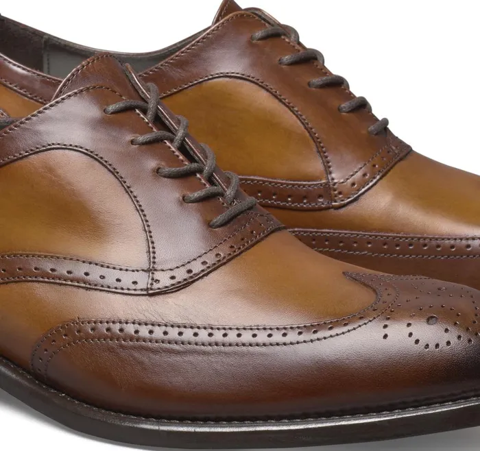 Johnston and Murphy Ellsworth Wingtip Tan Italian Calfskin Men Dress Classics Johnston and Murphy Ellsworth Wingtip Tan Italian Calfskin Men Dress Classics
