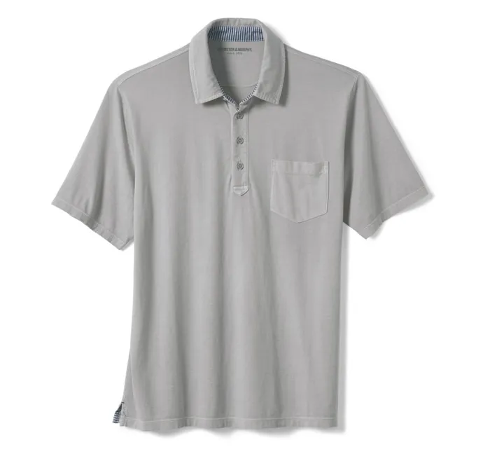 Johnston and Murphy Garment Dyed Polo Gray Men Polos and Tees