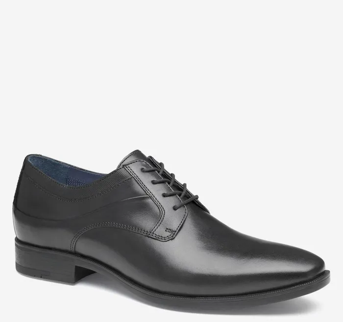 Johnston and Murphy Gibbons Plain Toe Black Full Grain Men LaceUps