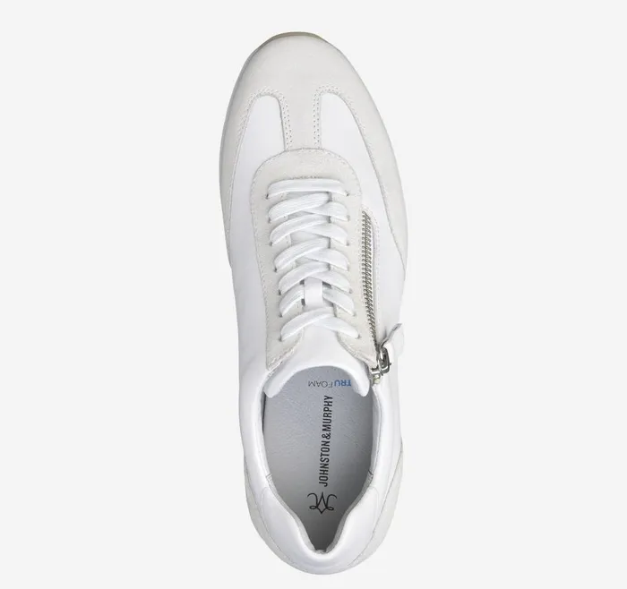Johnston and Murphy Gracie SideZip Lace Up White Calfskinsuede Women Sneakers Johnston and Murphy Gracie SideZip Lace Up White Calfskinsuede Women Sneakers