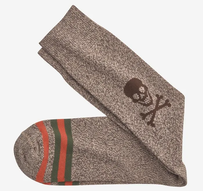 Johnston and Murphy Heathered Boot Socks Brown Skull Men Socks