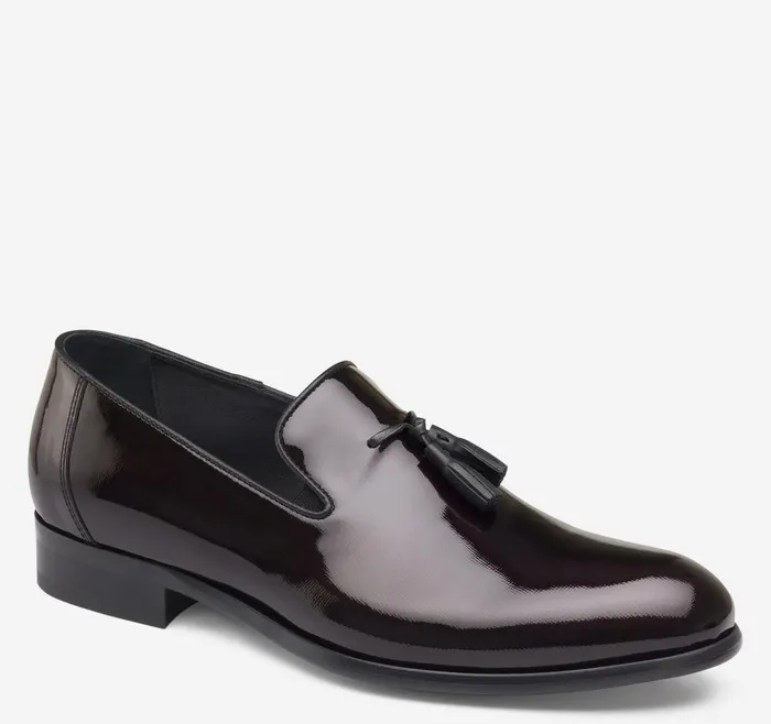 Johnston and Murphy Highland Tassel SlipOn Burgundy Italian Textured Patent Men SlipOns
