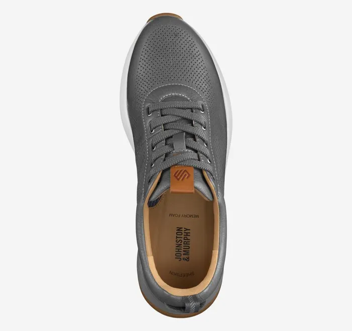 Johnston and Murphy Kinnon Perfed Jogger Gray Full Grain Men SlipOns Johnston and Murphy Kinnon Perfed Jogger Gray Full Grain Men SlipOns