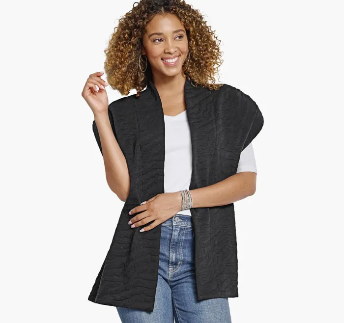Johnston and Murphy Knit Jacquard Vest Black Women Coats Jackets and Vests