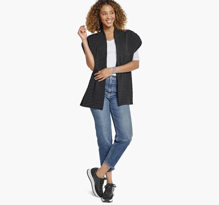 Johnston and Murphy Knit Jacquard Vest Black Women Coats Jackets and Vests Johnston and Murphy Knit Jacquard Vest Black Women Coats Jackets and Vests