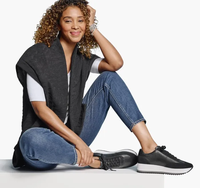 Johnston and Murphy Knit Jacquard Vest Black Women Coats Jackets and Vests Johnston and Murphy Knit Jacquard Vest Black Women Coats Jackets and Vests
