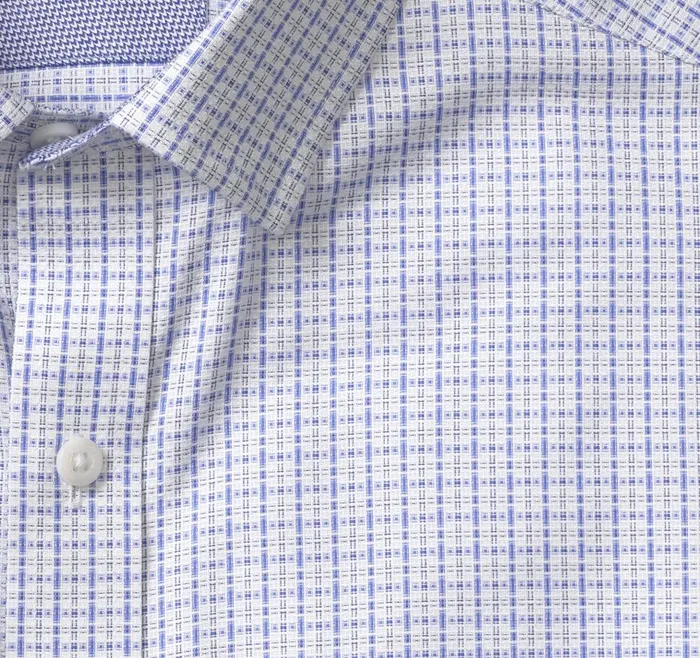 Johnston and Murphy LongSleeve Dress Shirt Bluewhite Tunnel Grid Men Shirts