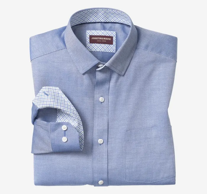 Johnston and Murphy LongSleeve Dress Shirt Royal Birdseye Men Shirts