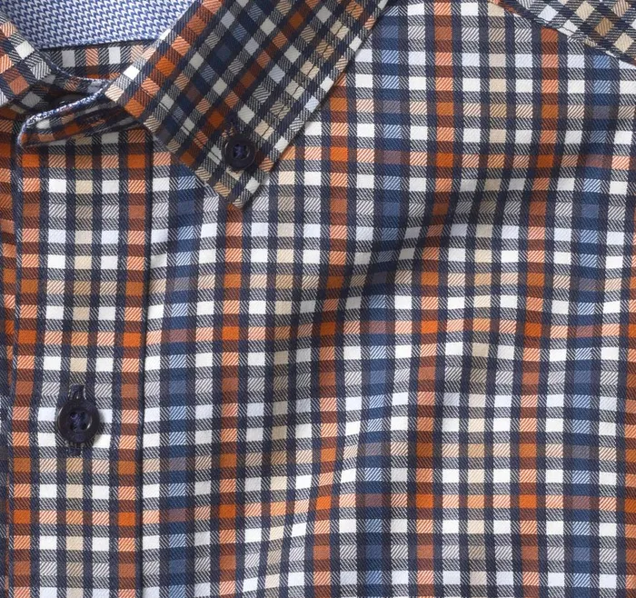 Johnston and Murphy LongSleeve Twill Checked Shirt Rustblue Outlined Check Men Shirts Johnston and Murphy LongSleeve Twill Checked Shirt Rustblue Outlined Check Men Shirts