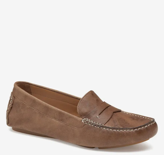 Johnston and Murphy Maggie Penny Tan Italian Washed Sheepskin Women Mules and Loafers Johnston and Murphy Maggie Penny Tan Italian Washed Sheepskin Women Mules and Loafers