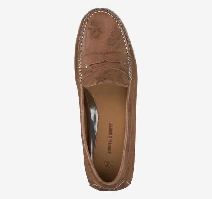Johnston and Murphy Maggie Penny Tan Italian Washed Sheepskin Women Mules and Loafers Johnston and Murphy Maggie Penny Tan Italian Washed Sheepskin Women Mules and Loafers