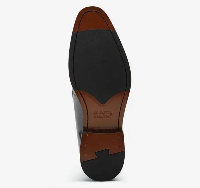 Johnston and Murphy Meade Cap Toe Black Italian Calfskin Men LaceUps