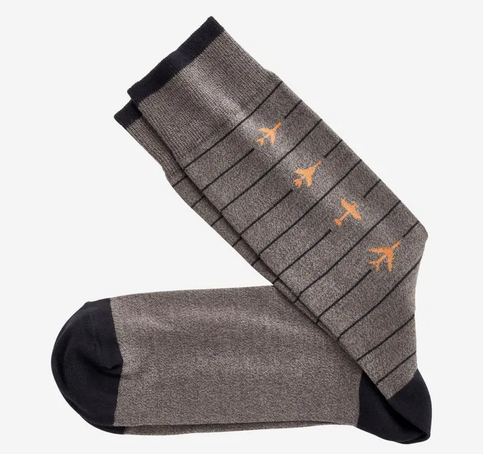Johnston and Murphy Novelty Socks Charcoal Airplane Men Socks